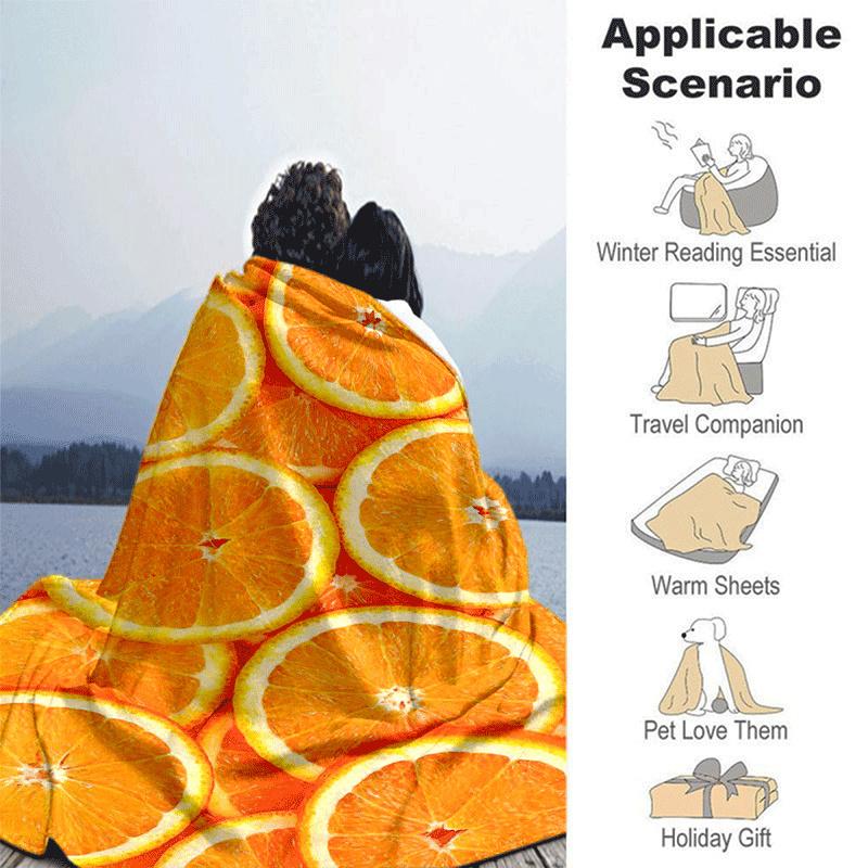 1pc Orange Printing Lightweight Flannel Blanket, Comfortable and Warm Blanket, for Camping Sofa Bed and Couch Office, Gift