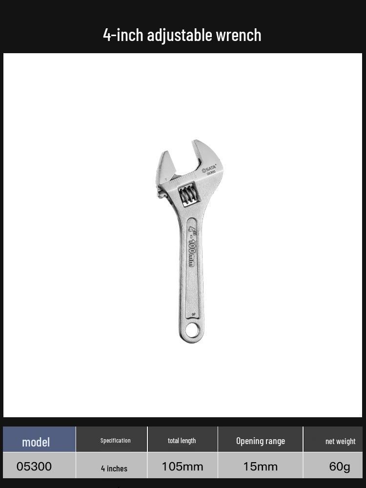 SATA Large Opening Adjustable Wrench and Spanner for Bathroom