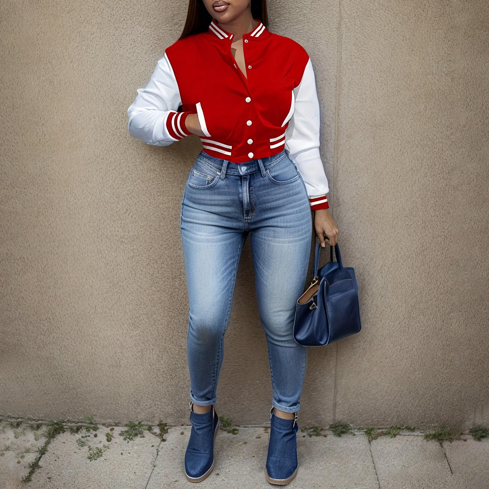 

Женская модная короткая облегающая однотонная куртка с шитьем, однобортная бейсбольная одежда, спортивная куртка, толстовка XL