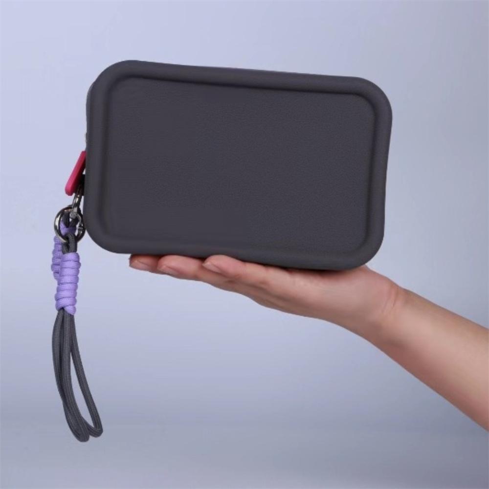 Candy Silicone Makeup Bag With Braided Wrist Rope Portable Lanyard Cosmetic Bags Waterproof Zipper Toiletries Lipstick Bag