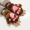 Winter Fingerless Gloves Fluffy Bear for Cat Paw Claw Half Finger Mitten Hand Wa