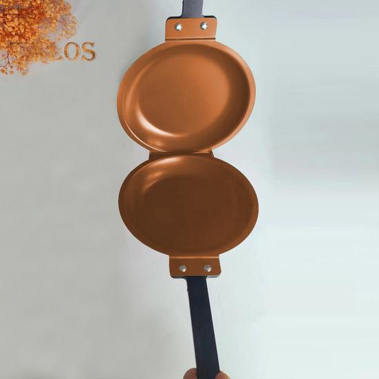 Double-Sided Pancake Pan with Lid Nonstick Reversible Cake Pan for Perfect Pancakes Stainless Steel Flip Master Pan for Fluffy Omelettes Breakfast