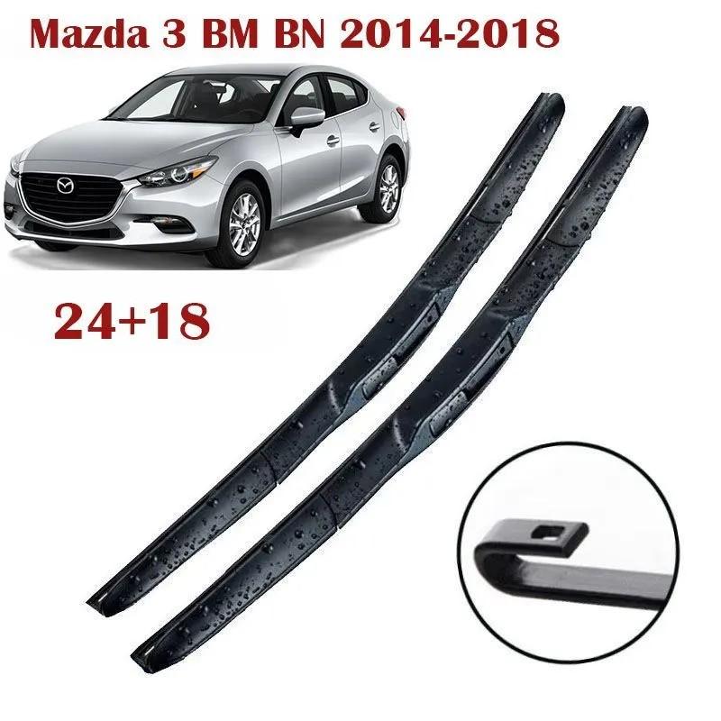 24 +18  J-Hook Frameless Front Wiper Blades for Mazda 3 BM BN 2014-2018, CX-5 KE KF, Mazda 6 GJ GL, CX-3 DK, Mazda 2 DJ DL чёрный