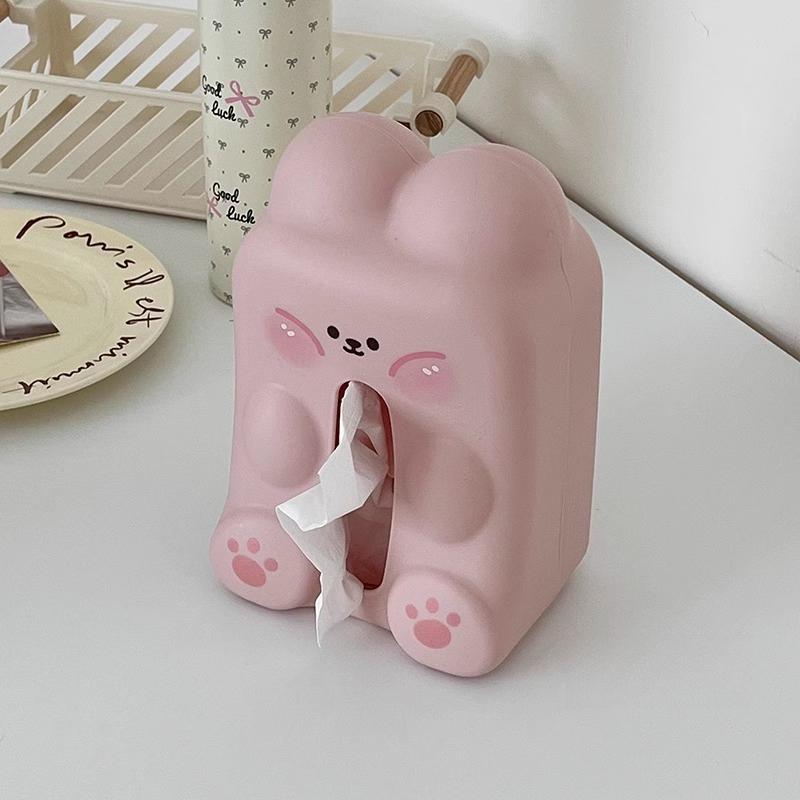

Cute Bunny Living Room Coffee Table Tissue Box Organizer Desktop Paper Box Dormitory Kawaii Bathroom Wall Mounted Tissue Box рожевий
