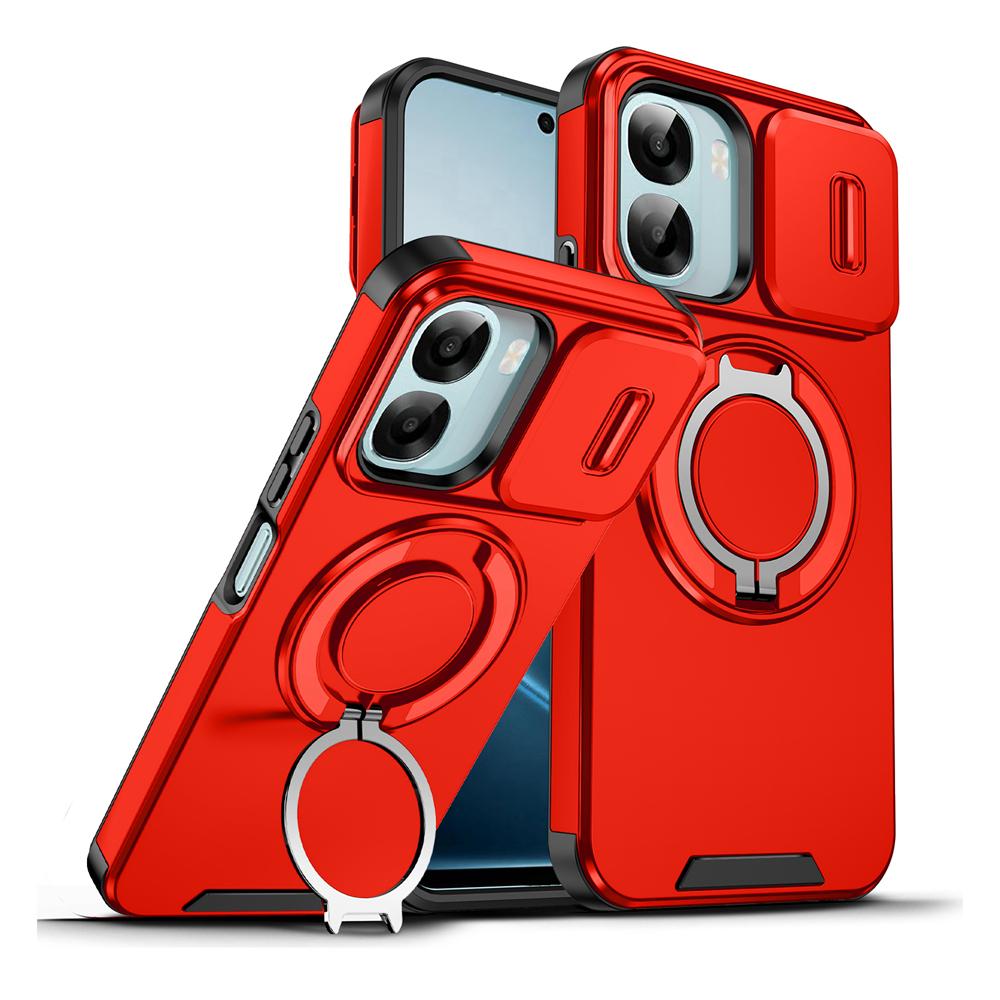 KEYSION 360° Rotating Ring Stand Phone Case for OPPO A6x 5G A6 A6t Pro A6s 5G Slide Camera Protection Magnetic Shockproof Cover