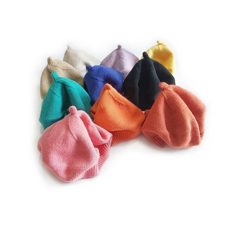 Baby Hat Spring and Autumn Baby Girl Beret Infant Wool Hat Autumn and Winter Children's Painter Hat Knitted Hat