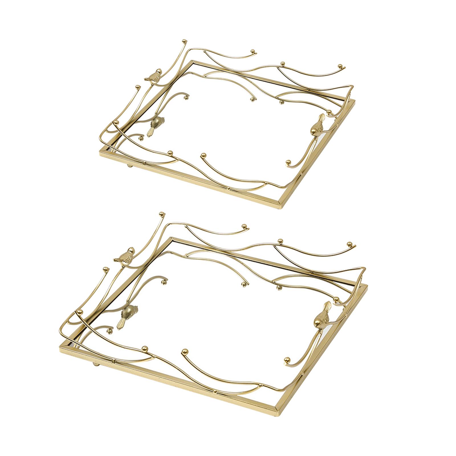 

Декоративный зеркальный поднос Органайзер для макияжа Европейский органайзер для украшений Подставка для туалетного столика Зеркальный поднос для украшений для ванной комнаты офиса Small 25cmx25cmx7cm