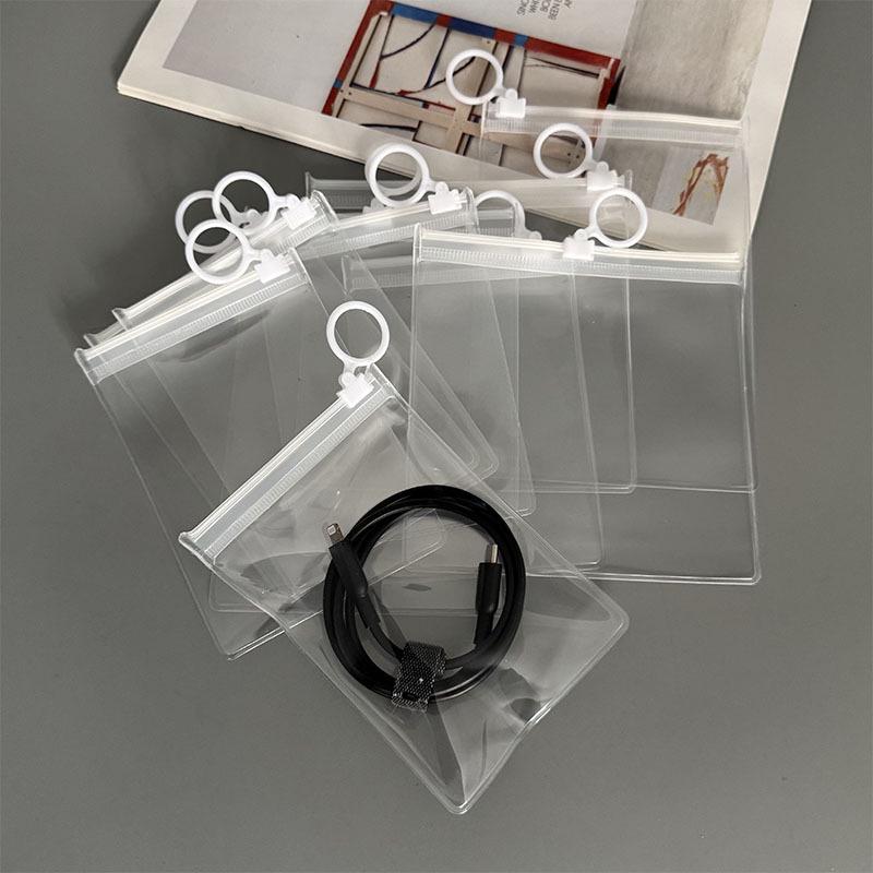 Portable Transparent Data Cable Organizer with Zipper