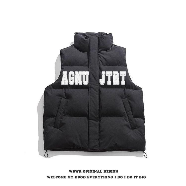 Unisexowa bawełniana kamizelka w stylu koreańskim: Modny stójkowy kołnierz, dopasowany krój, pogrubiony dla ciepła