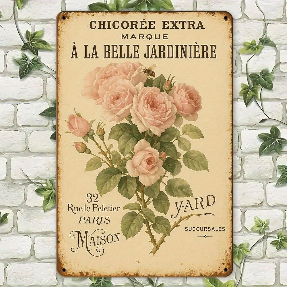 

French Roses vintage metal sign, 20x30cm rustic decor. чистый