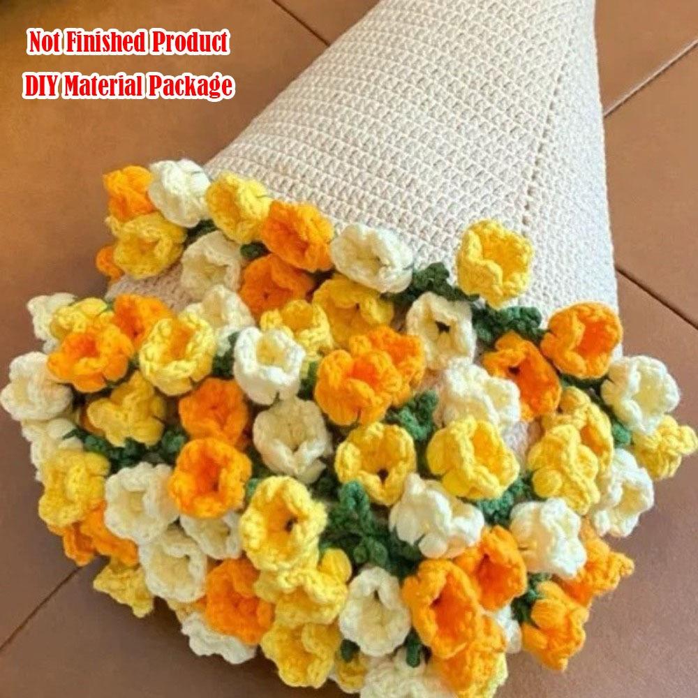 Not Finished Product Rose Bouquet Blankets DIY 110cm Flower Bouquet Blanket Crochet Kit Handmade Crocheted