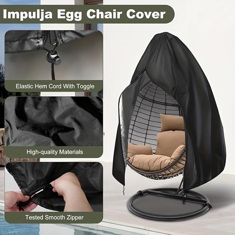 

Zippered Windproof Egg Chair Cover, Outdoor Swing Seat Protector for Outdoor Rocking Chairs and Rattan Swing Chair Covers 190x115cm чёрный