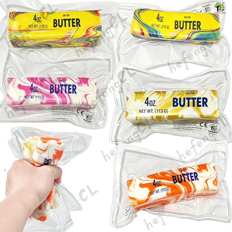 Marmerprint Boter Squishy Speelgoed Zacht TPR Knijp Stressverlichting Fidget Speelgoed Kawaii Voedselvorm Sensorisch Decompressie Speelgoed