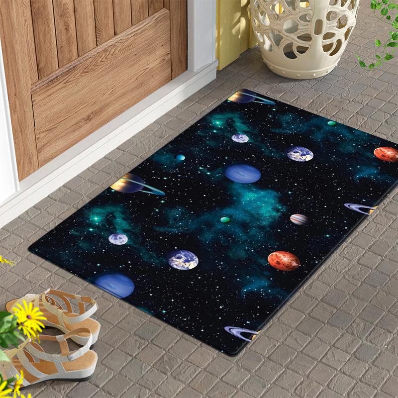 

3D Планеты Космическая тематика Напольный коврик Коврик для двери Супер Мягкая фланелевая поверхность с латексной подложкой Мультяшный впитывающий коврик для ванной Коврик для туалета Вход 40x60cm