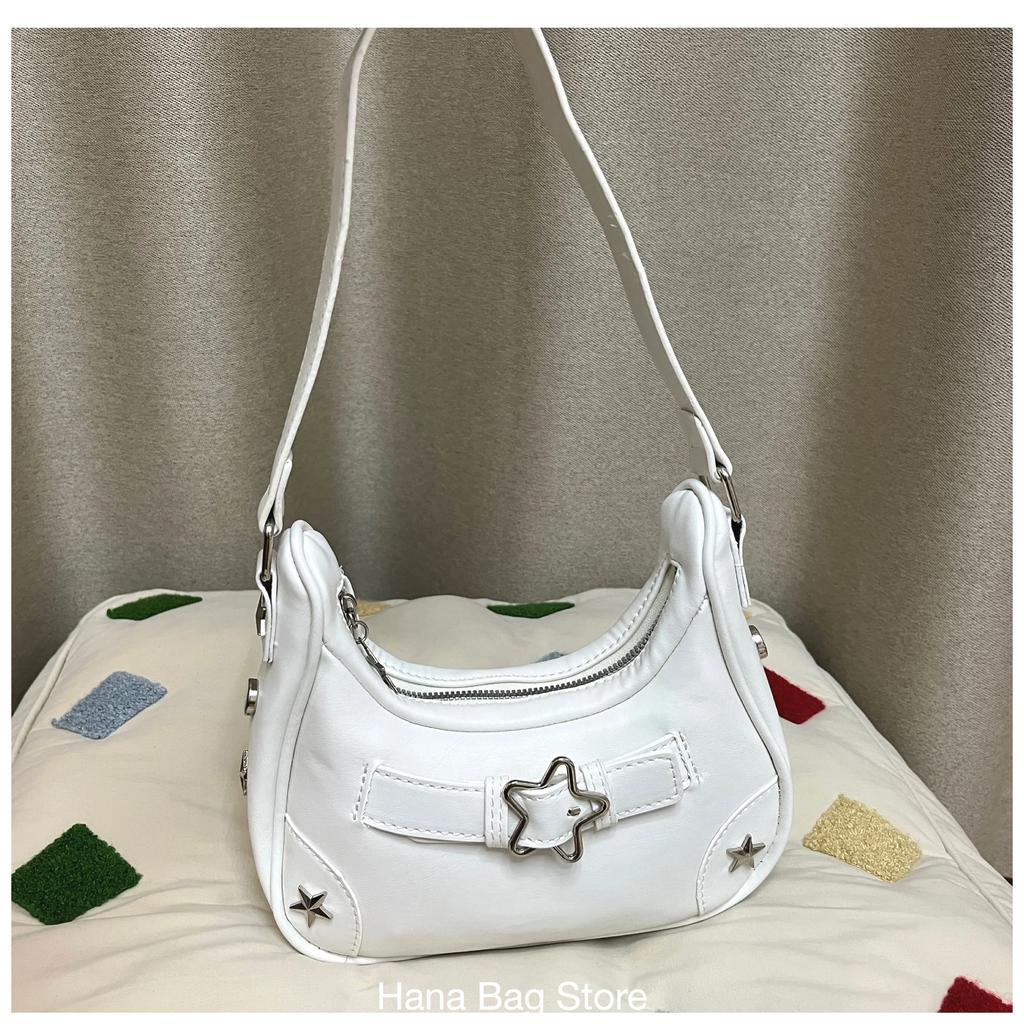 Sacs à main étoiles vintage pour femmes Fashi Hobos Sac d'épaule sous le bras Pochette pour dames Cuir PU Sacs d'aisselle féminins Sac cool Y2k