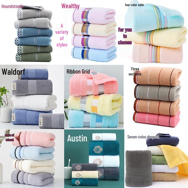 Thick Absorbent Pure Cotton Face Towel with Embroidered Logo for Adults