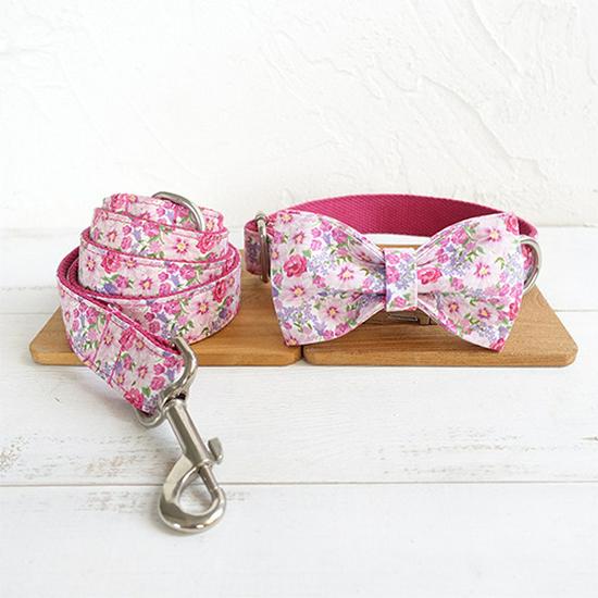 MUTTCO Dog Collar & Leash Set with Bow Tie and Metal Buckle - UDC-048 XL