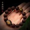 Natural Small-leaf Rosewood Bracelet for Men, Gold Obsidian Pixiu Bracelet for Attracting Wealth, Black Agate Zodiac Buddha for the Snake Zodiac,