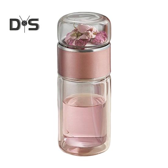 

Скляний чайник для заварювання чаю, двошарова ізоляція, чайник, захищений від протікання, портативна чайна чашка для подорожей із фільтром, чайник, водовідділення, чайна пляшка, подарунок для любителів чаю 500ML