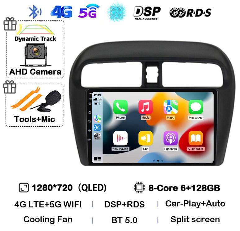 Android 14 Carplay Auto WIFI+4G For Mitsubishi Mirage Attrage 2012 - 2018 Car Radio Multimidia Video Player GPS Stereo Head Unit