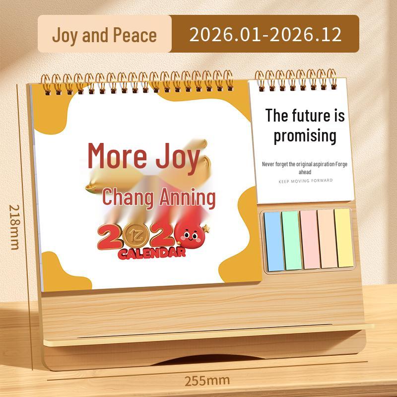 Inspirational Wooden Desk Calendar 2026 with Memo Pad - Customizable Creative Advertising Calendar