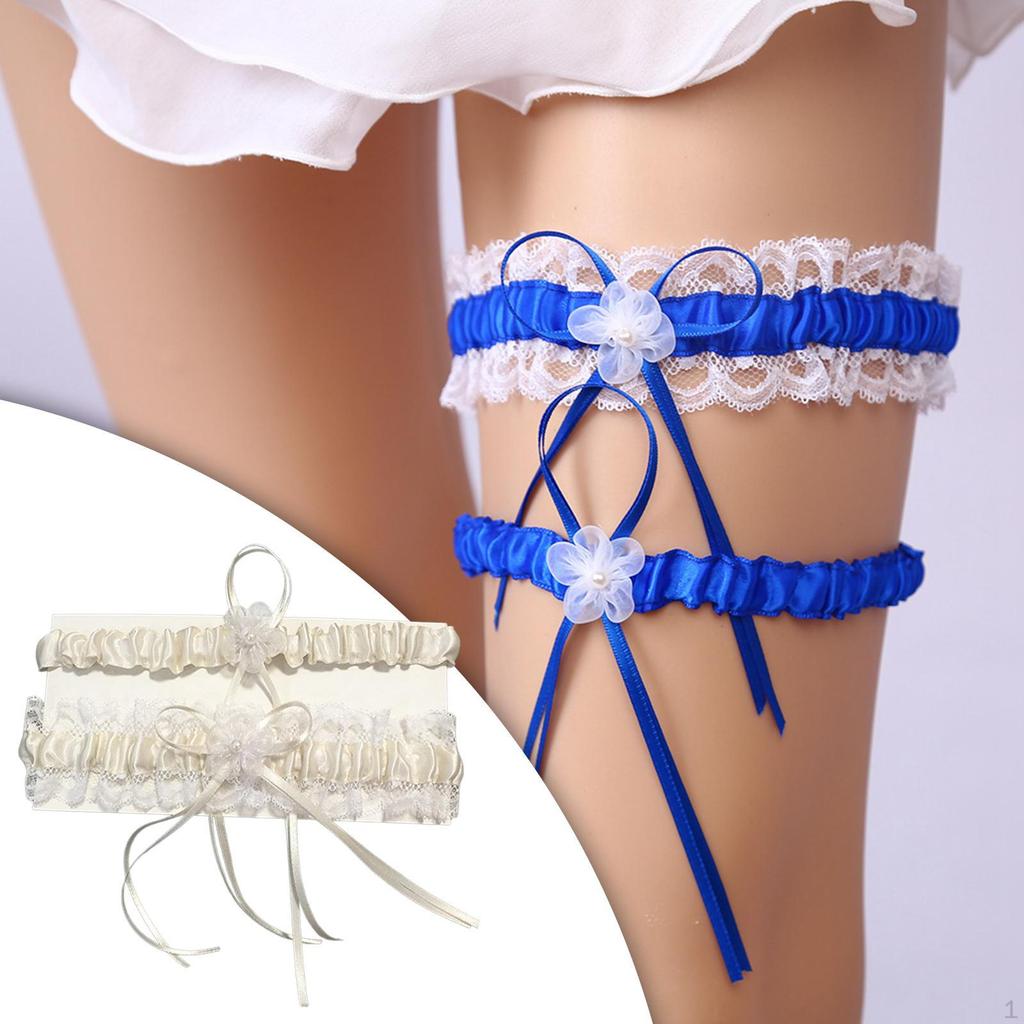 Stretch Lace Wedding Garters with Ribbons Thicken Garter Set for Parties Cosplay Keepsake Women