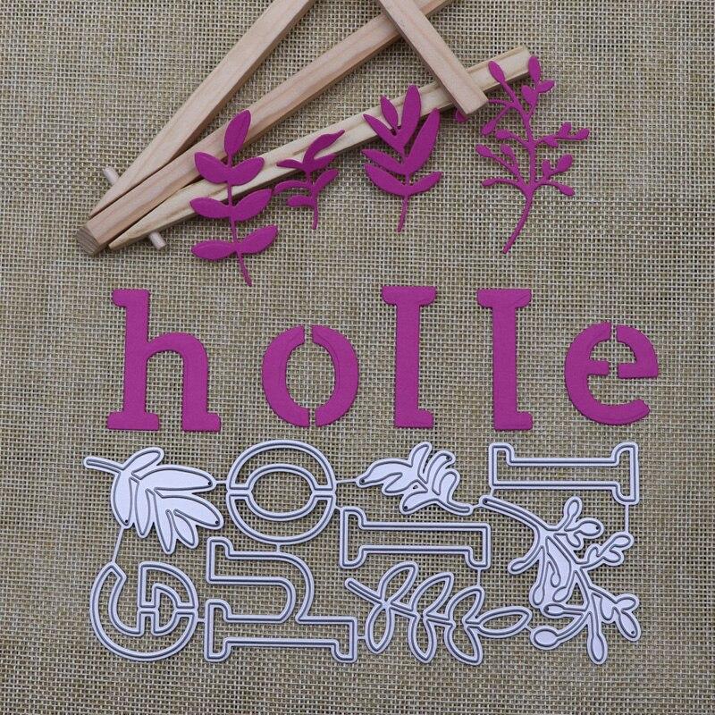 Metal Hello Word Leaves Cutting Dies DIY Scrapbooking Craft Card Making Album Embossing Stencils