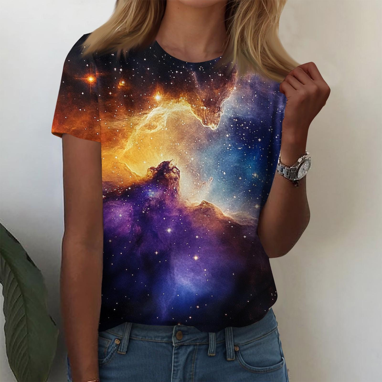 

Рубашки с коротким рукавом для женщин, милые топы, футболки с рисунком, блузки, повседневные базовые топы больших размеров, пуловеры M оранжевый