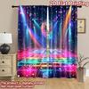 2D Flat Printing 2pcs Party Window Curtains Disco Ball Dance Floor Digital Printed Polyester Drapes Festive Holiday for Photo