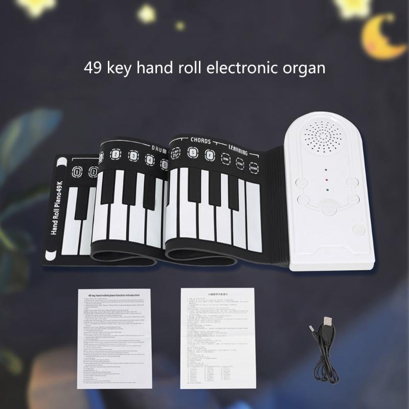 Multifunctional 49 Key Roll Up Piano Foldable Portable Electronic Piano Music Instrument for Beginner Kid Adult