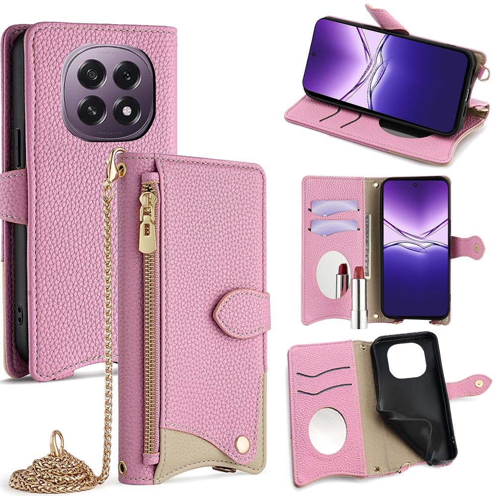 For Oppo F29 5G Leather Case Wallet Stand Cover Irregular Tail Style with Chain Strap