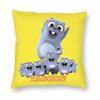 Happy Grizzy And The Lemmings Cushion Cover Sofa Home Decor Cartoon Lemmings Bear Square Throw Pillow Cover 45x45cm