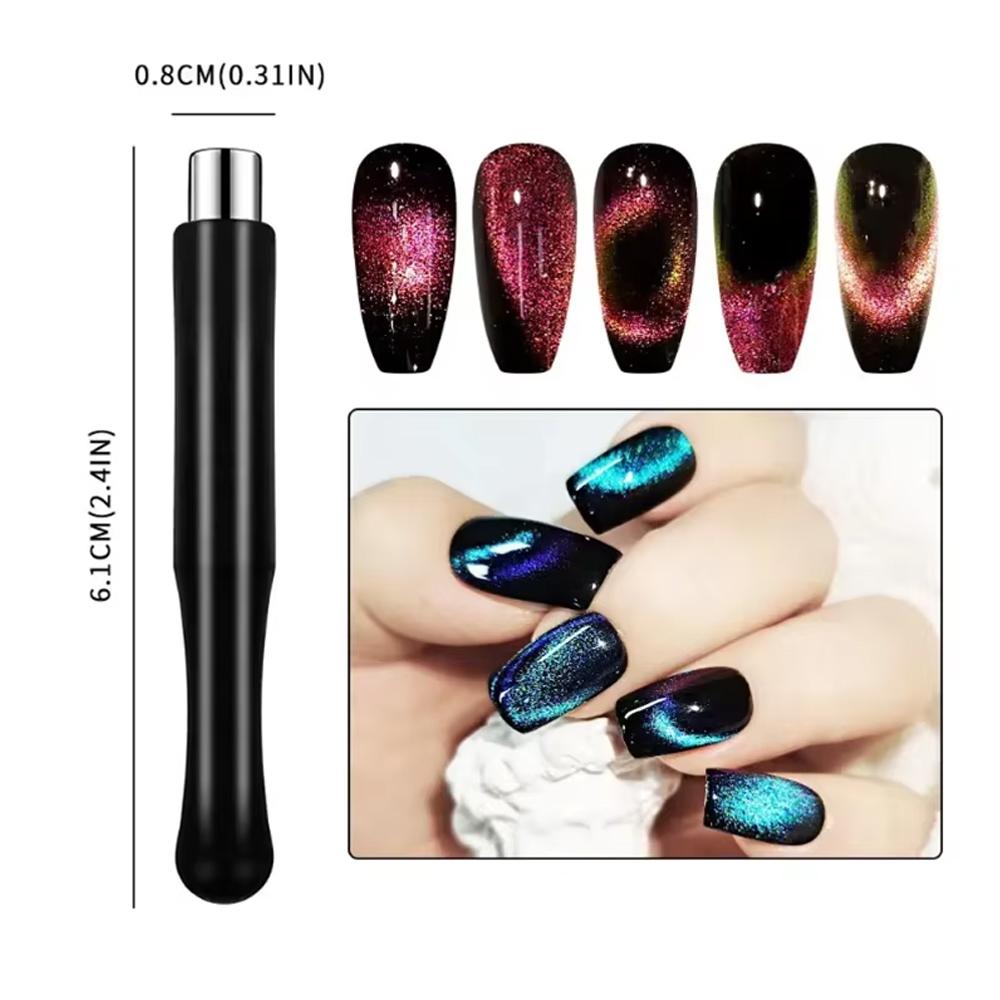 YIKOOLIN 8PCS Nail Magnet Tool Pen Super Long Magnetic Cat Eye Gel Polish Kit for DIY Nail Art At Home Salon Or Studio