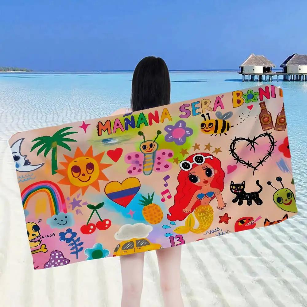Karol G Female Singer Beach Towels Shower Towel Sauna Travel Spa Microfiber Quick Dry Gym Accessories Cute Room Decor