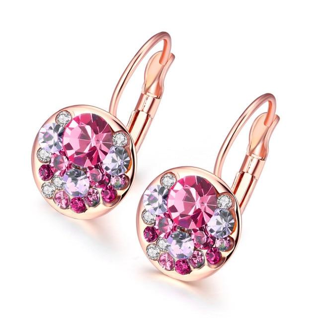 Crystals Heart Pendant Eardrop Earrings Made With Austrian