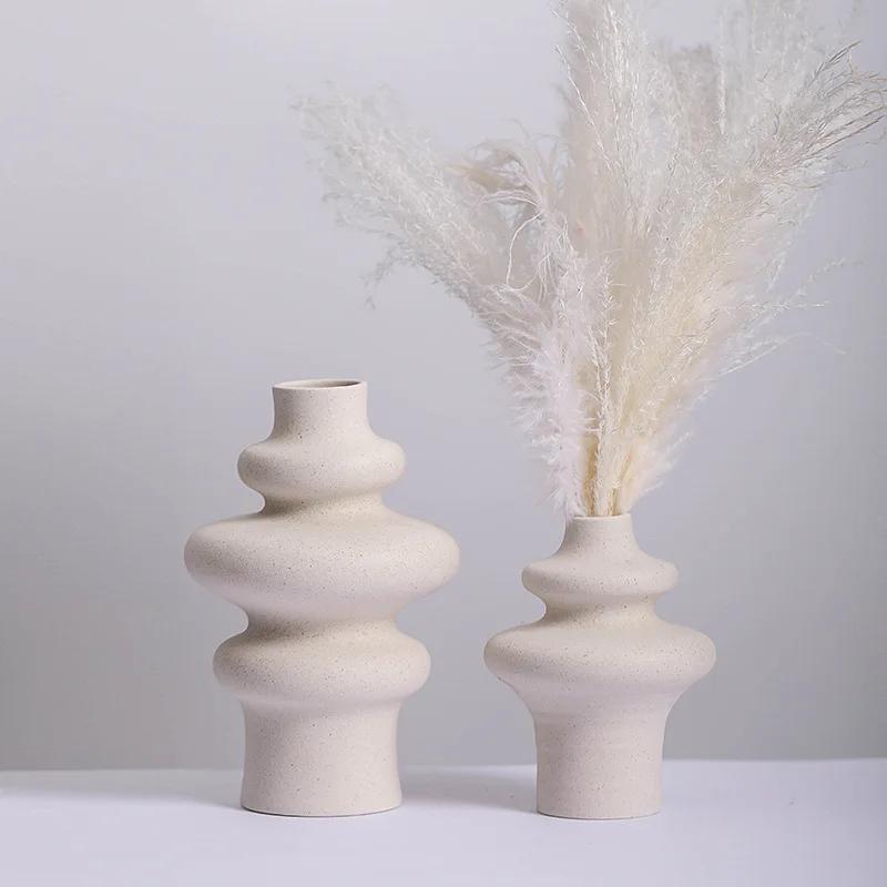 Ins Style Ceramic WhiteVase Decoration Spiral Vase Modern Home Decoration Home Living Room Decoration