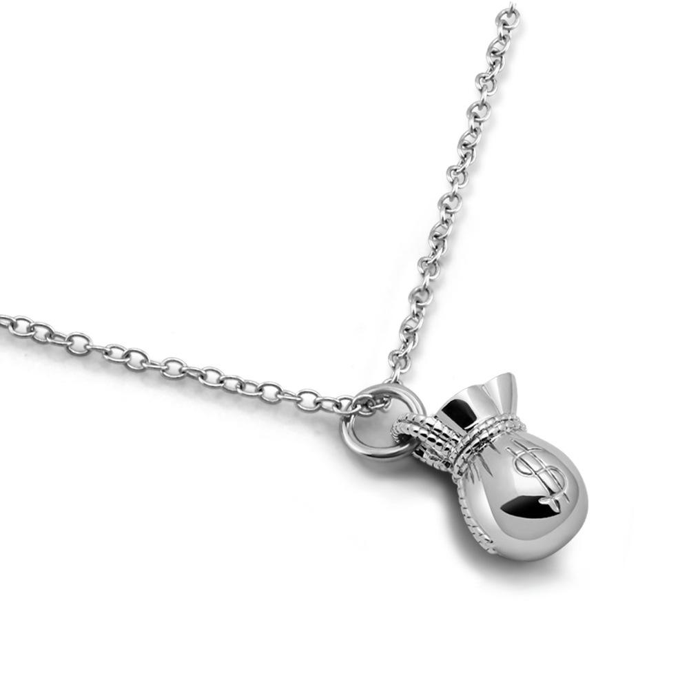 Platinum Plated Necklace Vintage Money Bag Pendant Necklace Jewelry