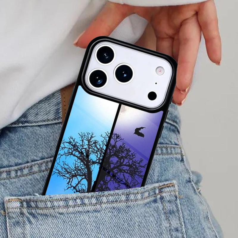 Day Night Tree Phone Case for iPhone 16e 15 14 13 12 17 Pro Max Plus Air 17pro Cover Coque