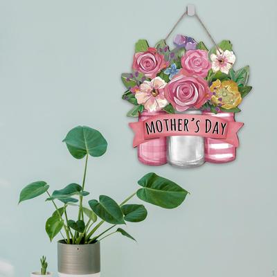 Wooden Door Hanging Sign Wall Ornament Mother's Day Decoration Hanger Rustic for Fence Indoor