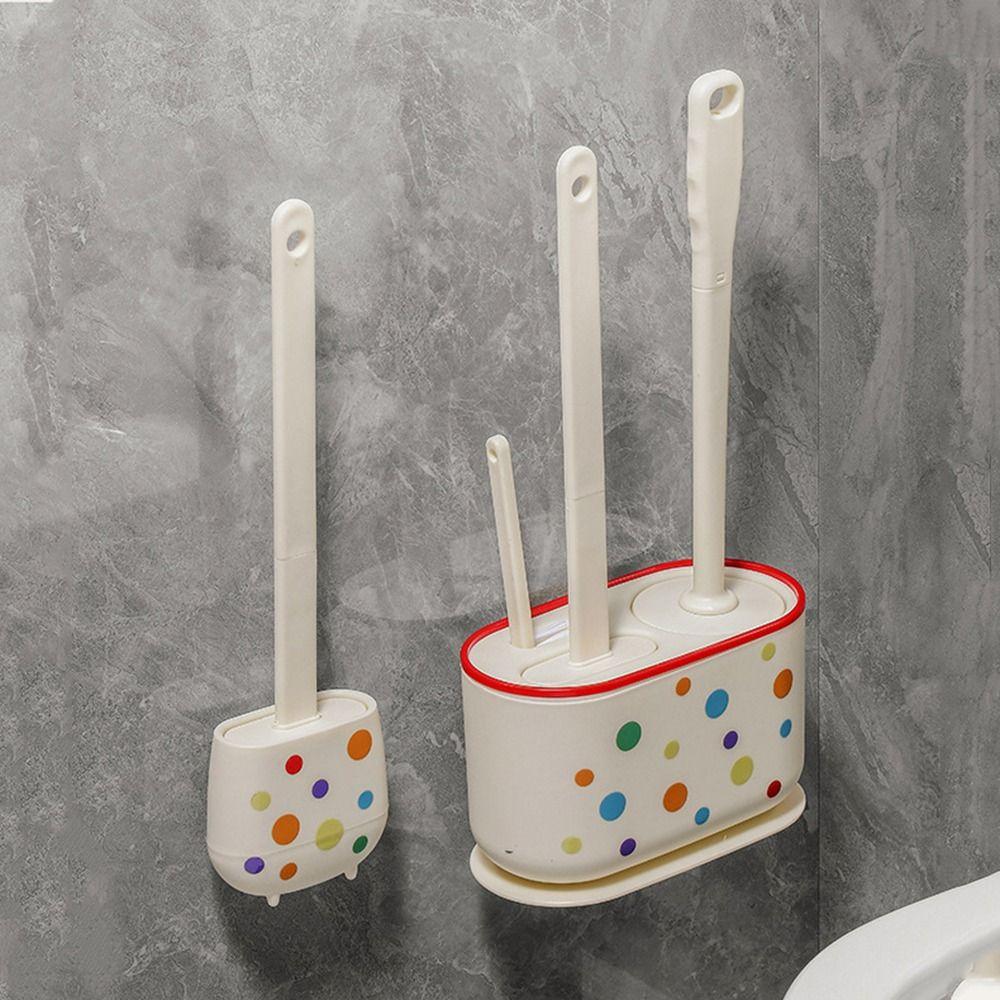 Modern Toilet Plunger Bowl Brush Nail-free Toilet Brush Set  Bath Accessories