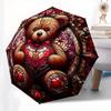 Stained Teddy Bear Wall Art DecorUmbrella, Portable 3-Fold Compact Umbrella for Men & Women Gift