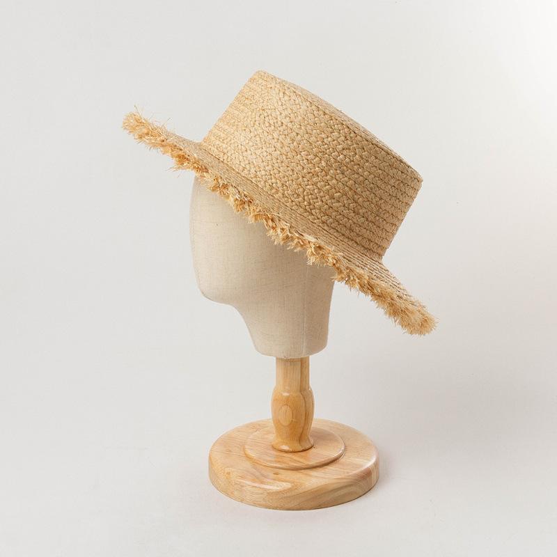 Cappelli di Paglia Estivi a Tesa Larga per Donne e Uomini Bohemien con Nappe in Rafia Cappello da Sole da Spiaggia Casual da Donna a Tesa Piatta Cappellini Panama a Tesa Piatta