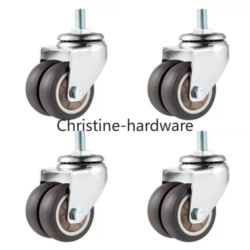4 шт./комплект 2-дюймовые прочные поворотные колеса с резиновым покрытием и резьбовым штоком M12 x 25 мм, запирающиеся колеса, сменные колеса для мебели