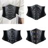 Vintage Corset Belt For Women Faux Leather Wide Waist Cincher With Stitching Detail