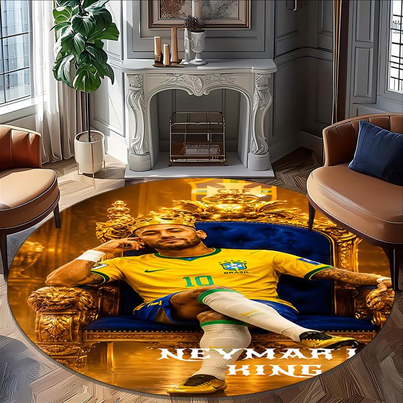 1pc Neymar8 Carpet, Round Rug, Comfortable, Suitable for Entryways, Living Rooms, Office, And Bedrooms, Christmas Decoration