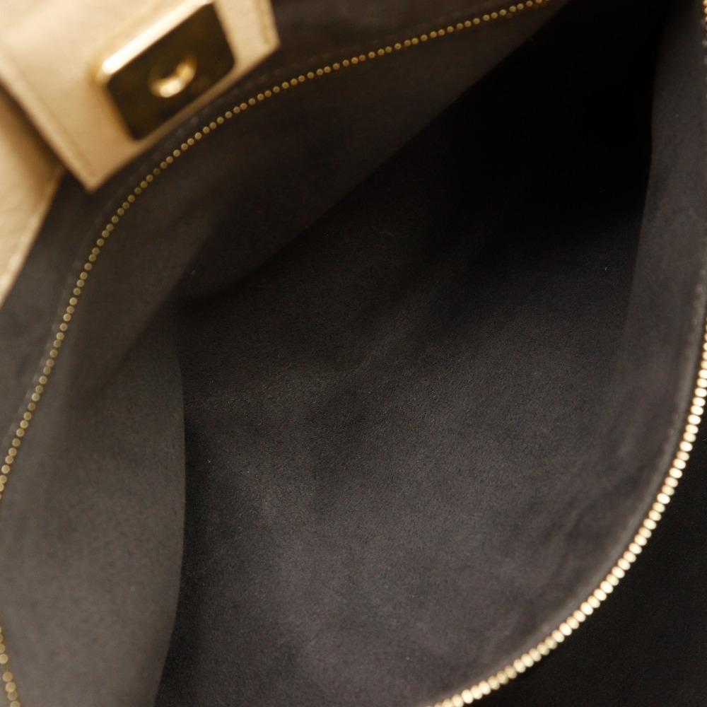 FENDI FF Tote Small Handbag 8BH367 2WAYShoulder beige Calfskin Women Used