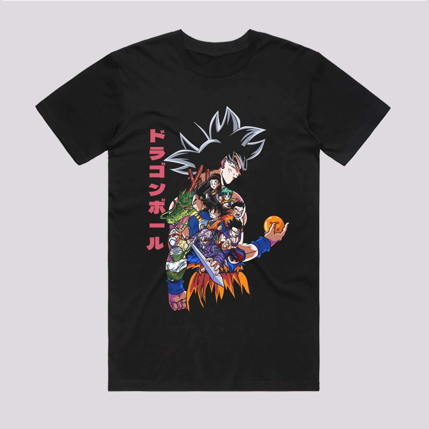 

2026 Summer Dragon Ball Goku Full Form Ensemble 100 Cotton Printed Loose TShirt for Unisex and Women Parental Use Y2k S