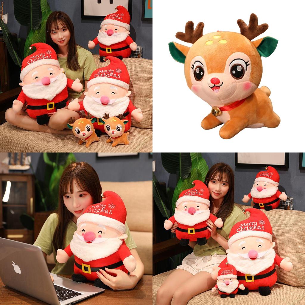 Soft Santa Claus Deer Plush Pillow Toy For Kids Xmas Gift