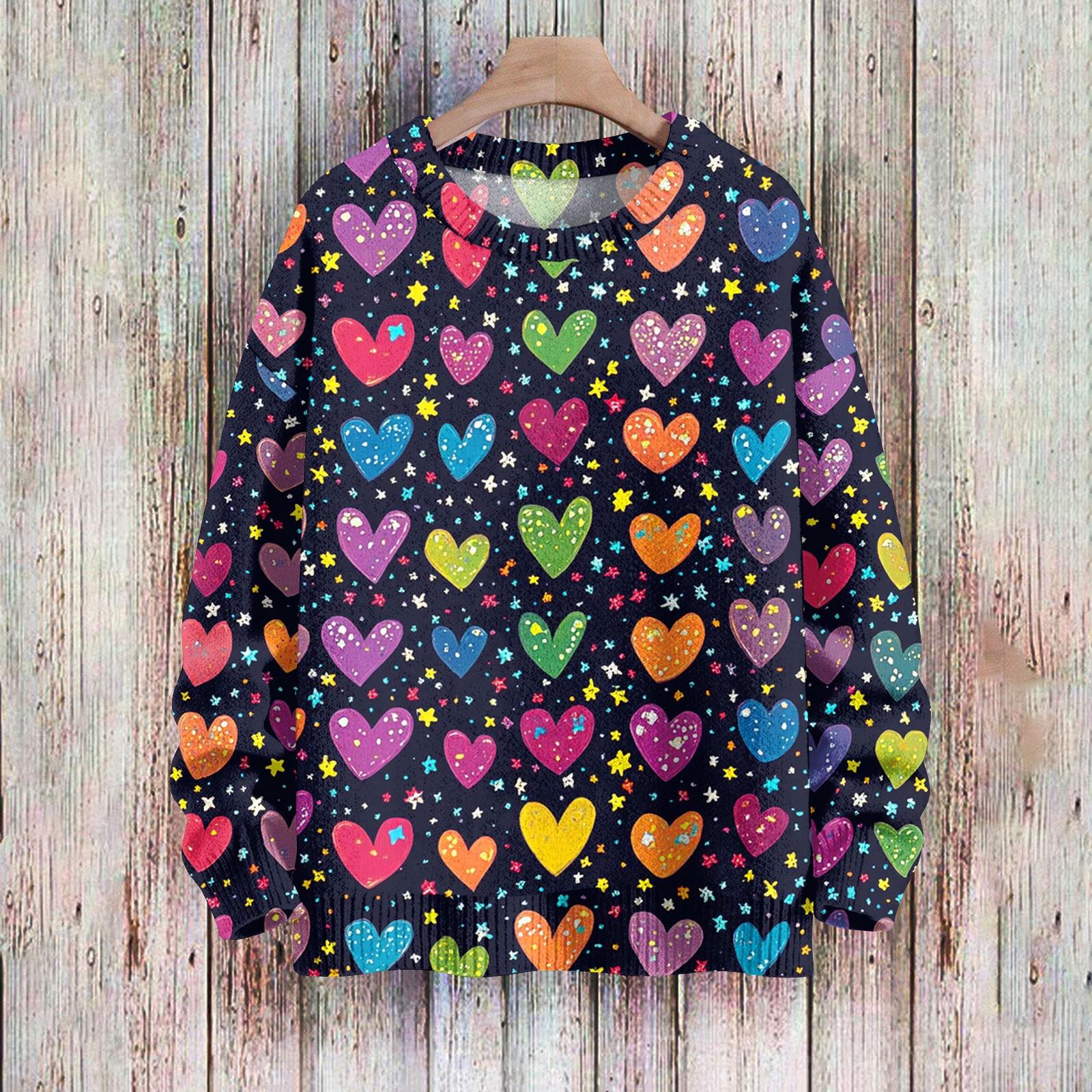 

С Днем святого Валентина, толстовки для женщин, вязаный свитер, симпатичная рубашка, осенний свитер с круглым вырезом, топы XXXXXL