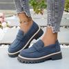 New Women's Casual Single Shoes, Large-sized Casual Thick-soled Round-toe Shoes and Leather Shoes